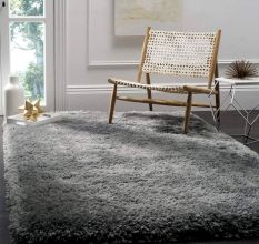 Soft Grey Shaggy Bedroom Mat